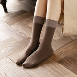 Lace Trim Fleece Warm Women's Socks