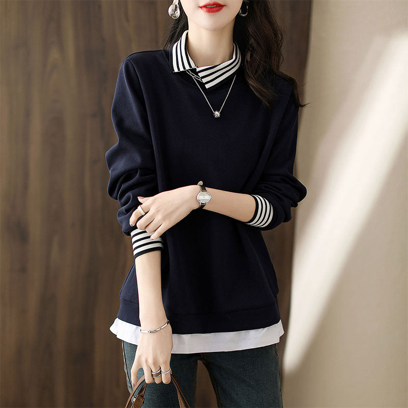 Ribbed stitching comfortable and warm half high neck sweater
