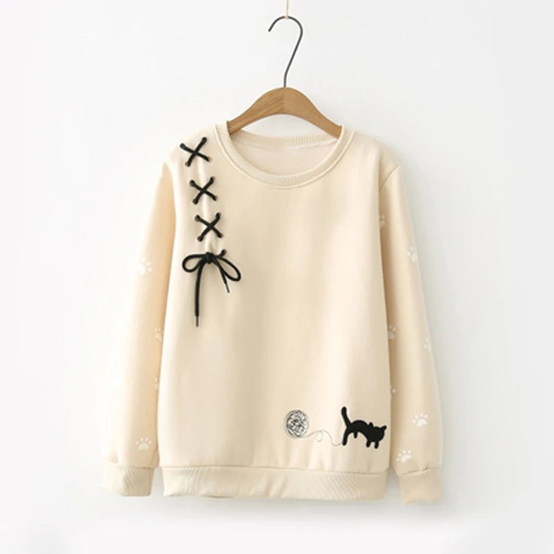 Bow-Knot Kitty Yarn Ball Sweatshirt