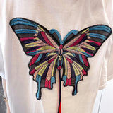 Mid Length Butterfly Printed Loose T-Shirt