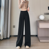 High Waist Loose and Slimming Straight Casual Wide-Leg Pants