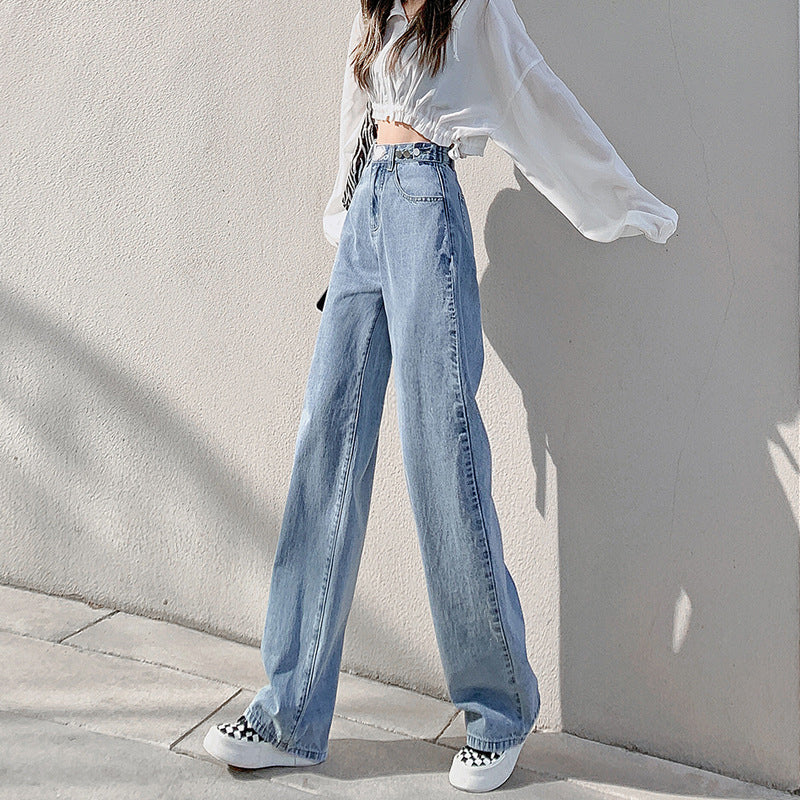 High Waist Drooping Mopping Wide Leg Jeans
