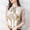 Casual knitted long-sleeved high-end satin printed top