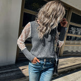 Lace Patchwork Knitted V-Neck Sweater