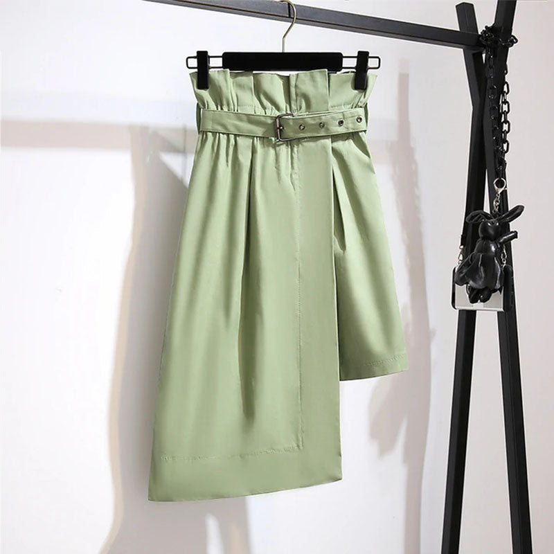 Solid Shift Dress Asymmetric Skirt Sets