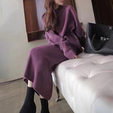 Casual Simple Knitted Dress Set