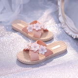 Flowers Woven Soled Casual Slippers