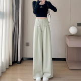 High Waist Loose and Slimming Straight Casual Wide-Leg Pants
