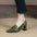 Square Toe Slip-On Retro Green Heels