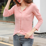 Shift Casual Cotton-Blend Long Sleeve Shirts&Tops