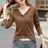 Shift Casual Cotton-Blend Long Sleeve Shirts&Tops
