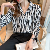 Zebra Striped Chiffon Shirt