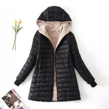 Mid-length hooded and fleece warm lamb velvet jacket