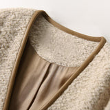 Mid Length V-Neck Cashmere Woolen Coat