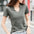 V Neck Solid Color Casual T-Shirt