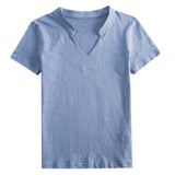 V Neck Solid Color Casual T-Shirt