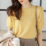 Spring and Summer Ice Silk Knitted Short Sleeve