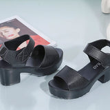 Velcro Open Toe Thick Heel Sandals