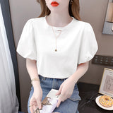 Puff Sleeve Chained Loose T-Shirt