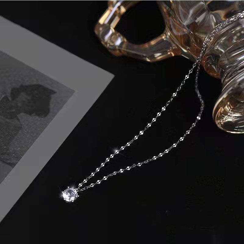 Silver Rhinestone Pendant Necklace