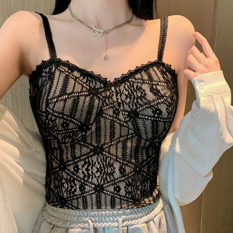 Sexy Lace Backless Cropped Camisole