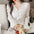 V-Neck Ruched Long Sleeve Chiffon Shirt