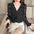 V-Neck Ruched Long Sleeve Chiffon Shirt