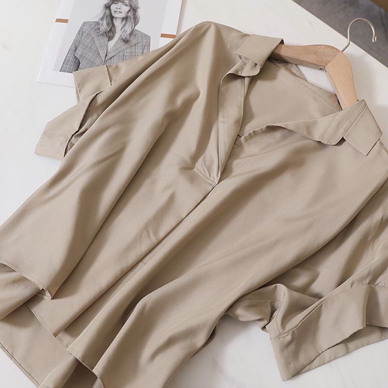Loose Solid Color Satin Shirt