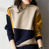 Geometric Color Matching Color Contrast Round Neck Sweater