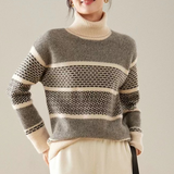 Contrasting Color Jacquard Loose Wool Sweater