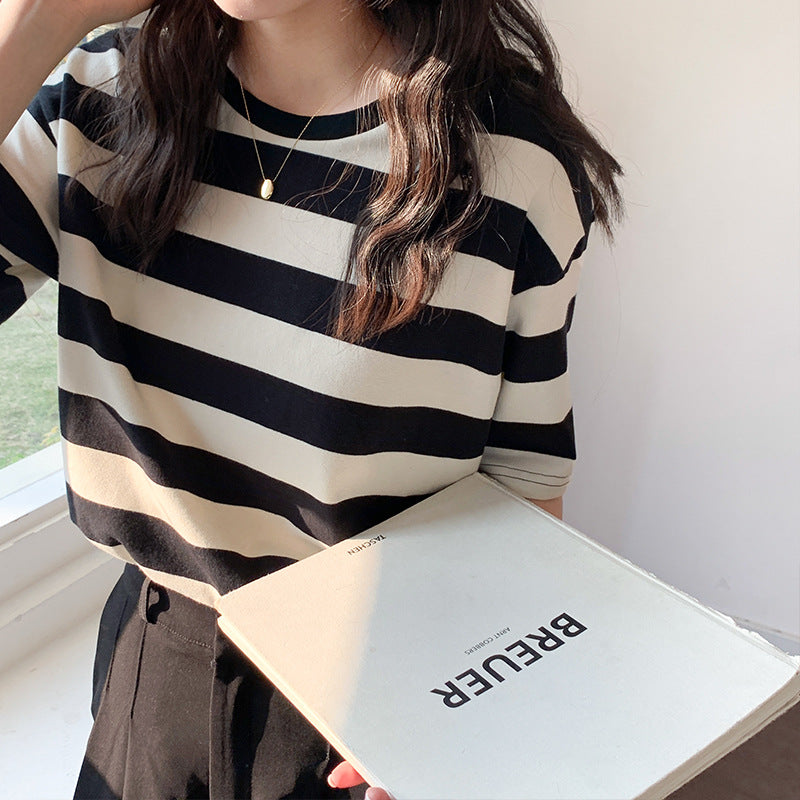 Striped Short Sleeve Casual T-Shirt
