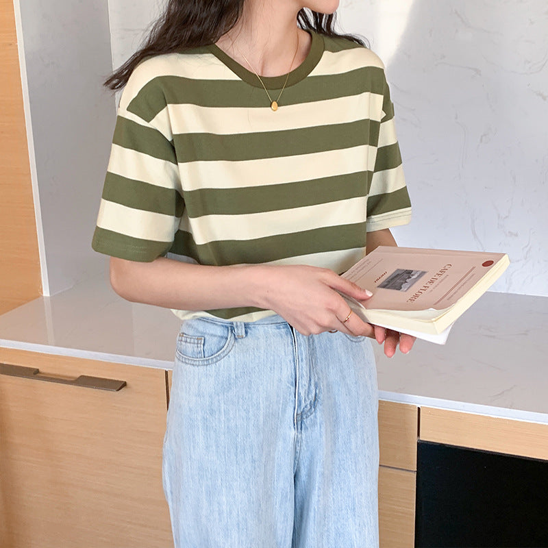 Striped Short Sleeve Casual T-Shirt