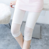 Stretch Tulle Patchwork Cropped Leggings