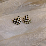 Heart Shaped Checkerboard Earrings