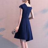 Solid Color Temperament Irregular Short Dress