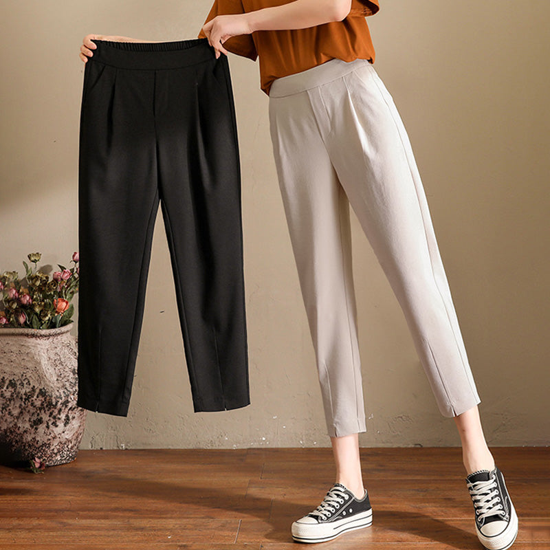 Solid Color Pencil Cropped Pants