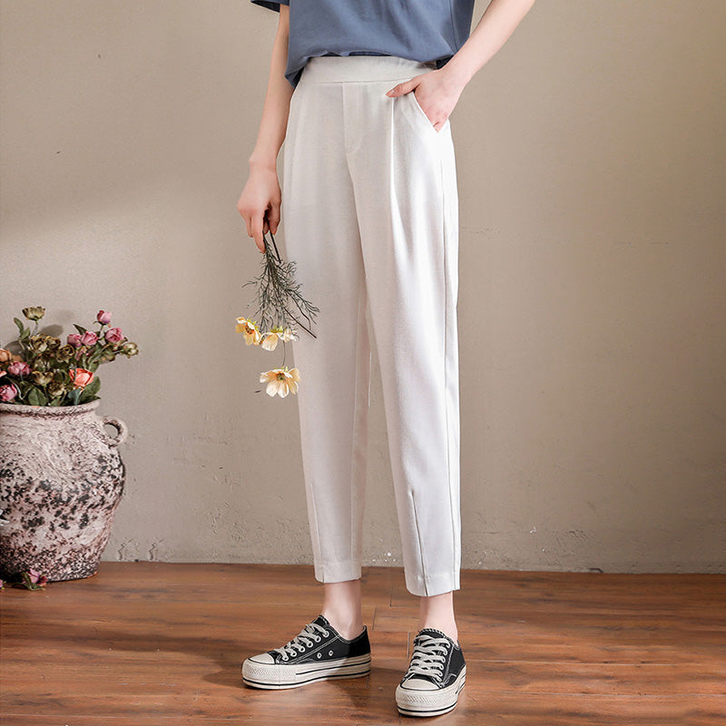 Solid Color Pencil Cropped Pants