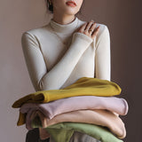 Fleece Half Turtleneck Long-Sleeved T-Shirt Top