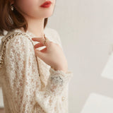 Frosted Floral Lace Puff Sleeve Shirt