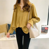 Solid Color Long Sleeve TV Collar Shirt