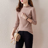 Ruffled Edge Knitted Pullover Sweater