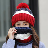 Fleece Lined Knitted Hat Scarf Set