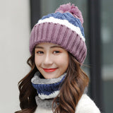 Fleece Lined Knitted Hat Scarf Set