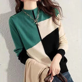 Color Block Long Sleeve Knit Top