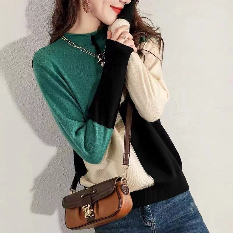 Color Block Long Sleeve Knit Top