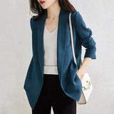 Solid Color Lapel Double Breasted Blazer