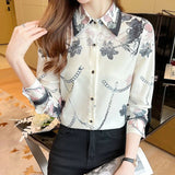 Elegant Long Sleeve Floral Silk Shirt