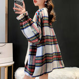 Plaid Patchwork Loose Knitted Sweater