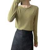 Basic Long Sleeve Solid Color T-Shirt