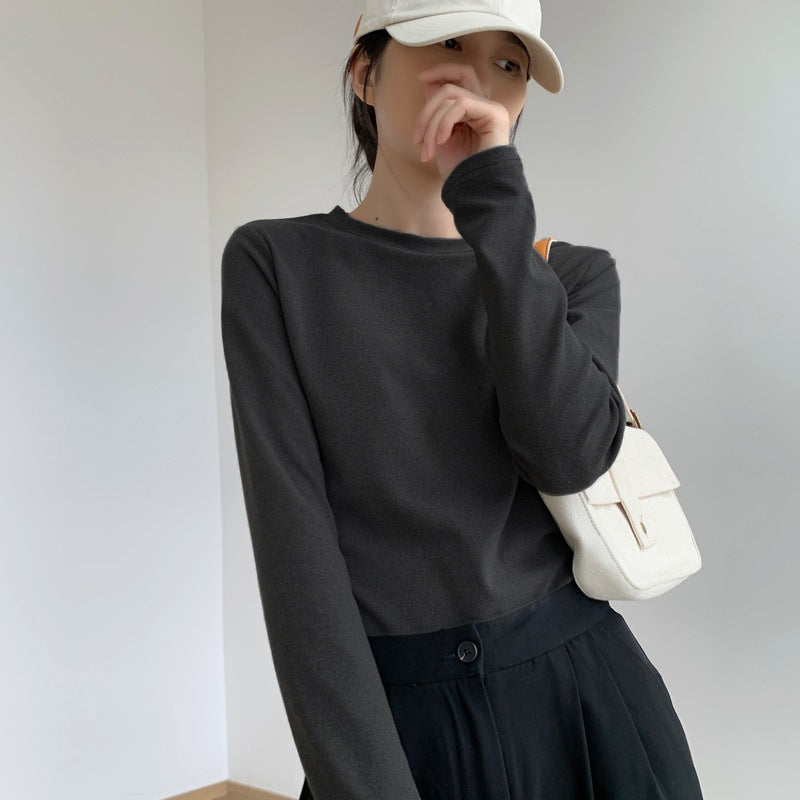 Basic Long Sleeve Solid Color T-Shirt